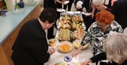 Attendees at the buffet table
