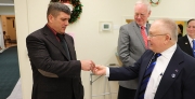 WB Dave Munson presenting WB Dennis Harris with his Master's Pin