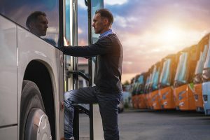 boarding a bus