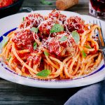 Fettuccini and meatballs