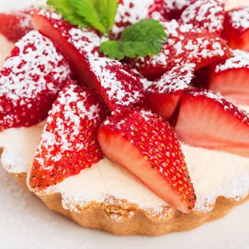 Delicious strawberry shortcake with whipped cream.