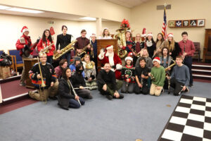 Franklin High School Band with Santa