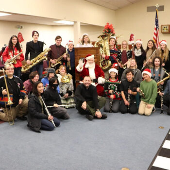 Franklin High School Band with Santa